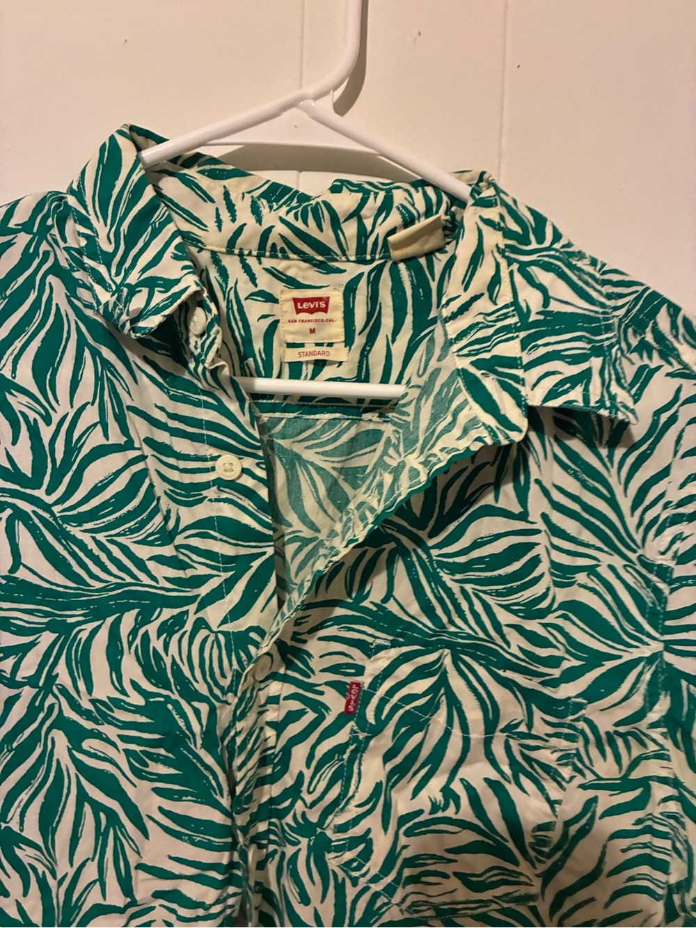 Levi's Teal and White Tropical Print Button-Up Shirt